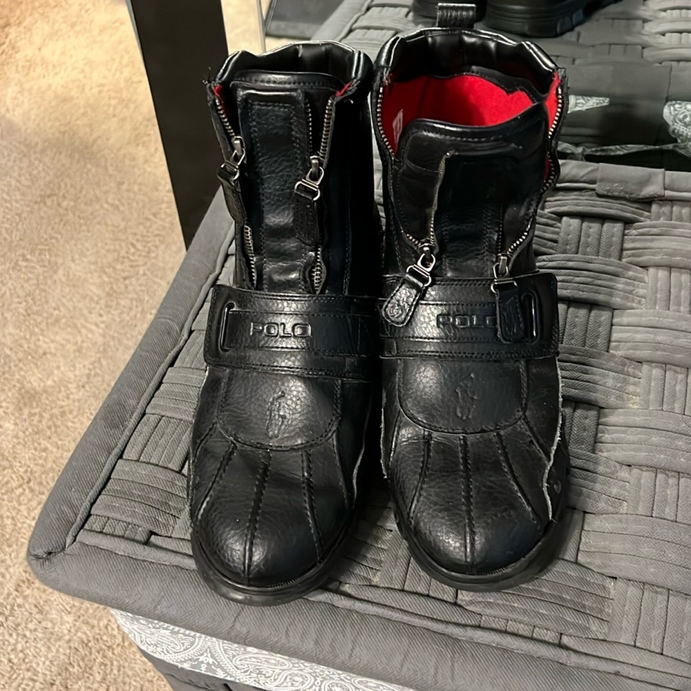 Men's Polo Ralph Lauren Darrance II Boots Black Leather Size 10.5